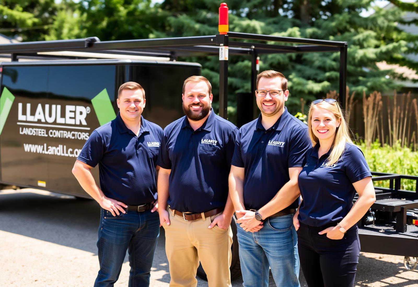 Apex Rentals Calgary team in front of their work trailer