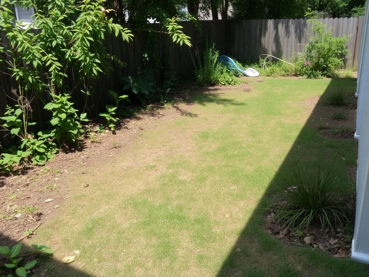Yard Cleanup & Mulch Installation — before